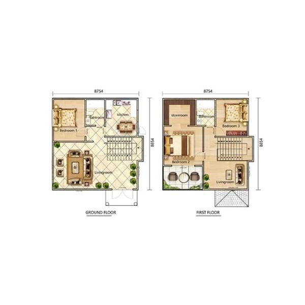 Двухэтажный легкий габарит стальной конструкции с предварительно сконструированными домами на втором этаже роскошная вилла