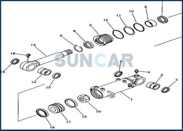 máquina escavadora de Kit For PC40-6 PC50UU-1 do serviço do cilindro de lâmina de 20U-63-02080 20U6302080