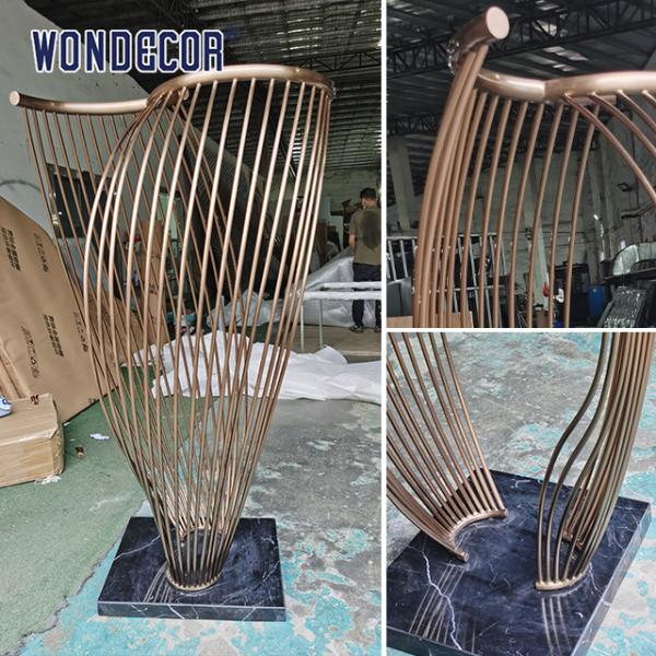 large-scale abstract outdoor square geometric metal art spiral circular tube stainless steel sculpture