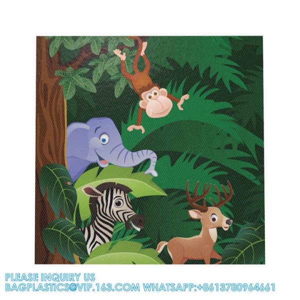 Cartoon Jungle Animal Disposable Tableware Sets Party Supplie For Kid Birthday Party Decor Plate Cup Napkin Party