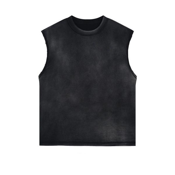 Breathable Hip Hop Style Oversized Cropped Sleeveless T Shirt Vest for Men Vintage