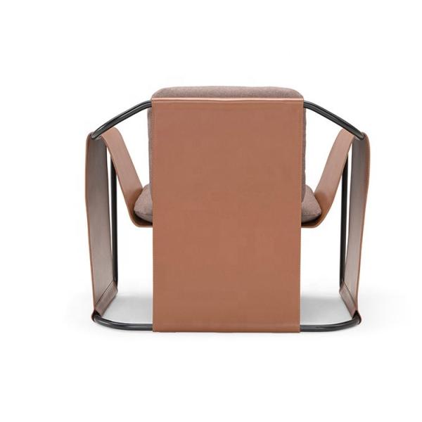 Metal Frame Leather Leisure Chairs Adjustable Restraint Head Brown Leather Armchair