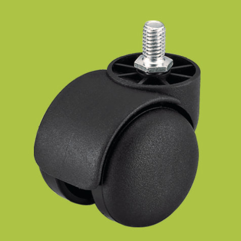 free samples 50mm double wheel casters thread stem black furniture casters