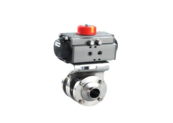 Weld Connection End Sanitary Control Valves AISI 316L  Double Acting Pneumatic Actuator Butterfly Valve