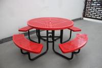 Jardim comercial mesa de piquenique redonda material de aço perfurado com quatro bancos