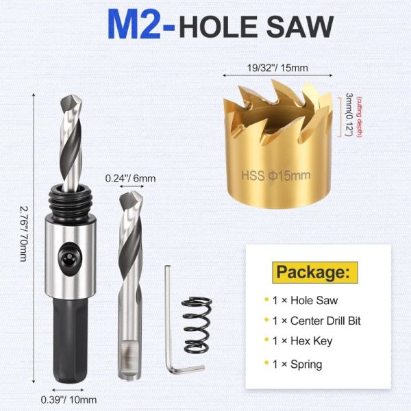HSS6542 15mm HSS Hole Saw With Fully Ground For Metal Plate