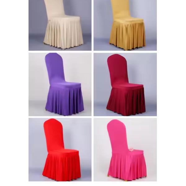 Polyester Wedding Pleated Skirt Chair Ruched Red White Banquet Hall Dining