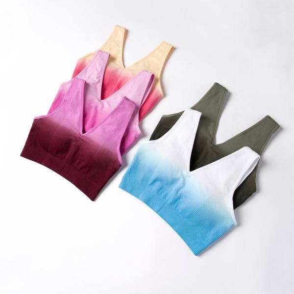 Sutiã do esporte da aptidão da cor do inclinação das mulheres do sutiã de Custom Logo Padded Seamless Yoga Sports do fabricante da fábrica do Oem