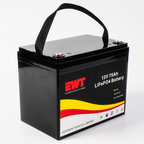 Armazenamento de carrinhos de golfe Bateria de reposição de lítio LiFePO4 LFP de 12V 12.8V 75Ah Bateria de reposição de lítio ferro fosfato