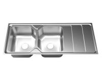 avec drainboard poli en acier inoxydable Double Bowl Sink grille évier de cuisine