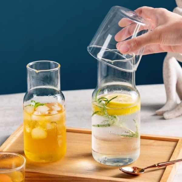 High Borosilicate Glass Juice Bottles Set Water Drinking 400ML 550ML Glass Jug Pitcher