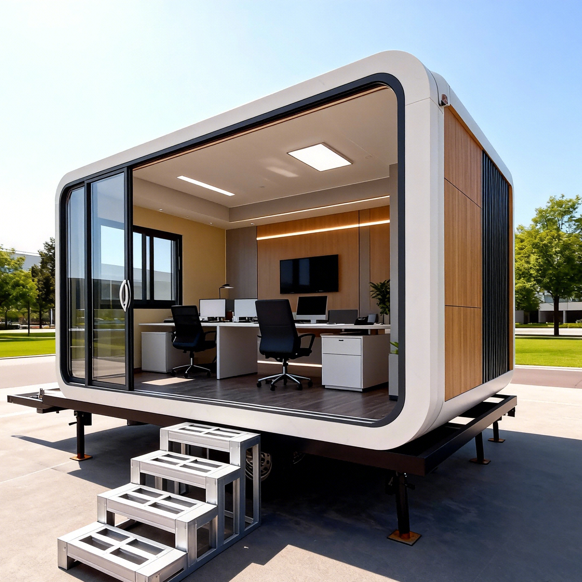 Luxury Prefabricated Tiny Space Steel Structure Apple Cabin for Office Building for Sunshine Workplace Shop Cabin Tiny House