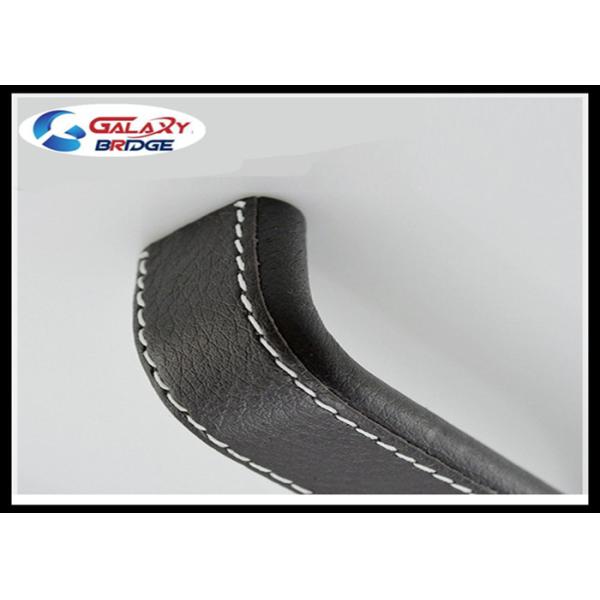 Square Arched Black Leather Furniture Handles Aluminum Cover Leather Pulls Elegant Dresser Knobs
