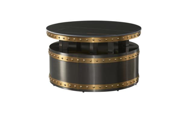 Nostalgic  Titanium Vintage Marble Top Coffee Table Charming Round Metal Accent
