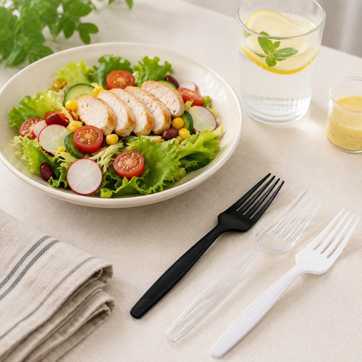 Catering Takeaway Disposable Tableware 7 Inch PP Dinner Fork With Textured Handle