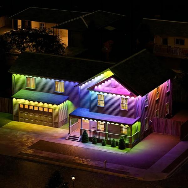 Яркий 48W RGBIC CCT Smart Eave наружные фонари водонепроницаемый для свадьбы Рождество День рождения ПК ABS корпус 90°