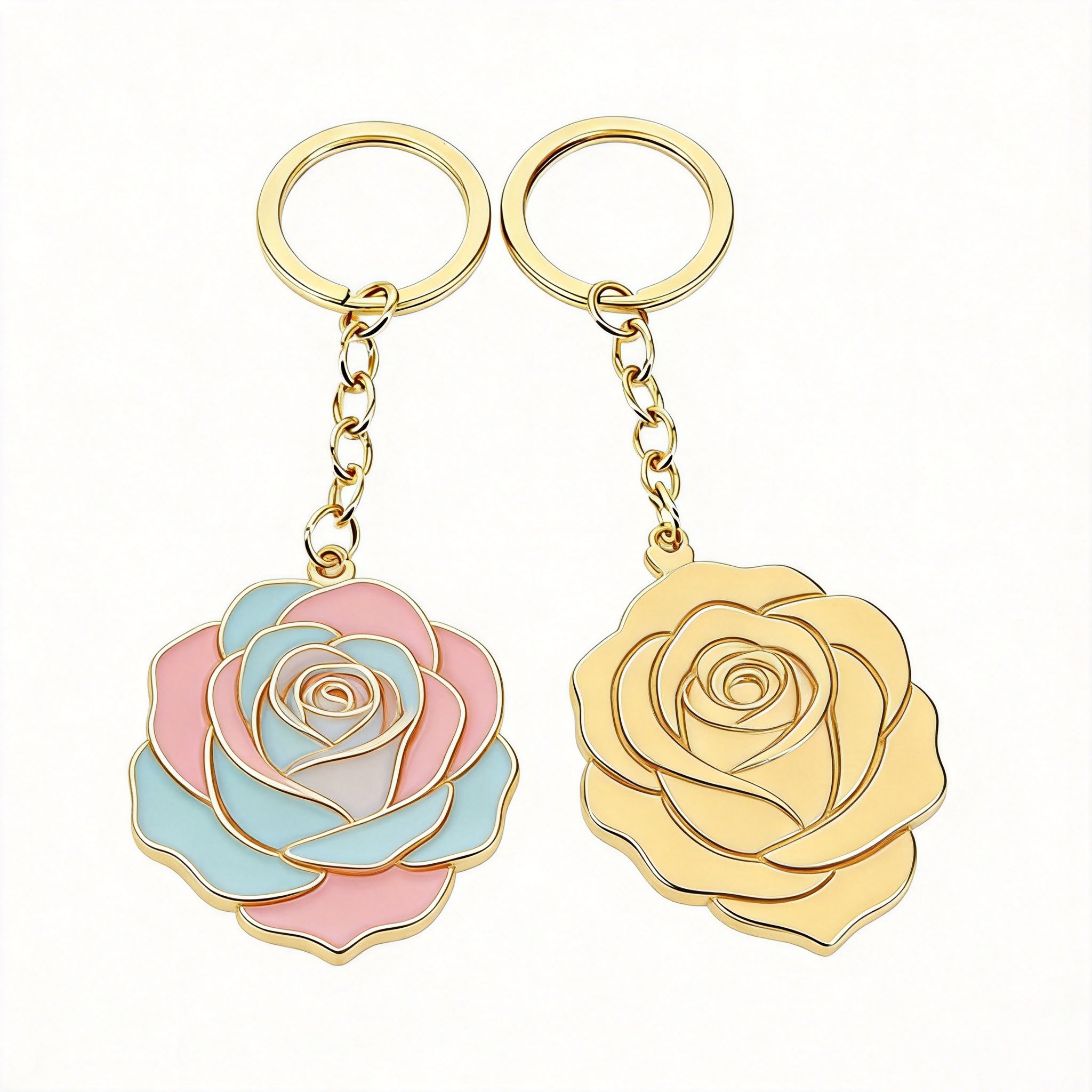 Custom 3D keychain in metal alloy with soft/hard enamel and UV print for wholesale fashion.