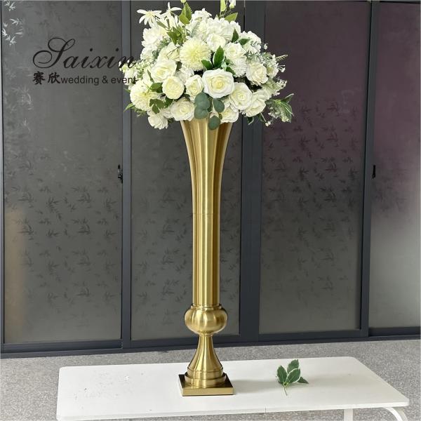 Vasos de ouro altos para peças centrais de casamento Decoração 98cm