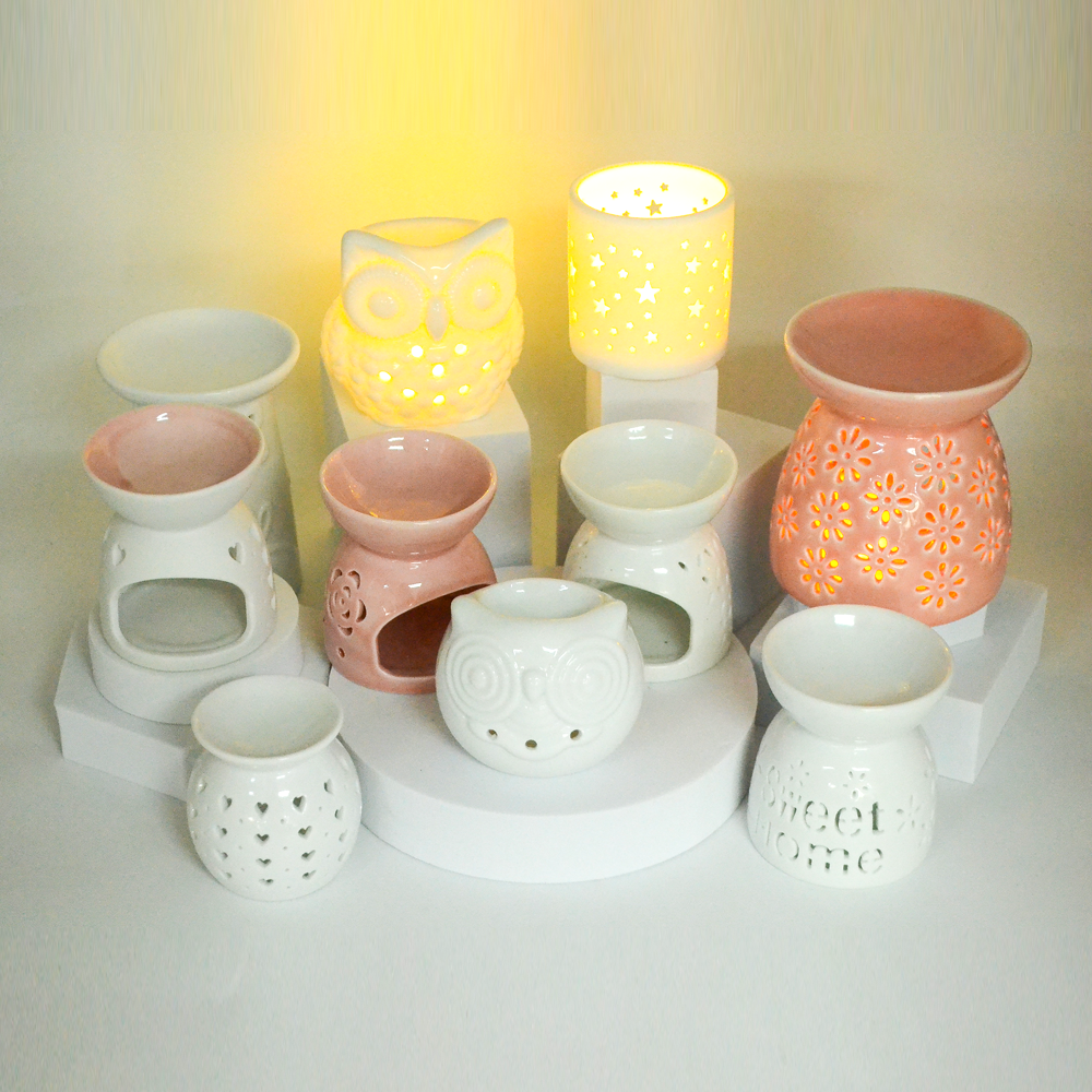 Ceramic Tea Light Holder Wax Warmer Aromatherapy Essential Oil Burner for Relaxing Room
