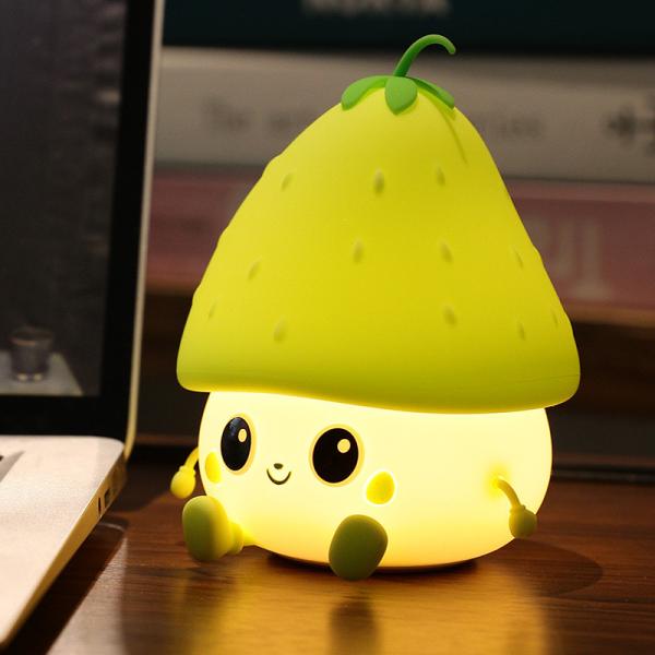 Night Light For Kids Cute Silicone Nursery Strawberries Lamp For Baby And Toddler Kawaii Bedside Timer Lamp For Kid Room