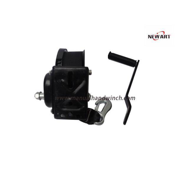 Geared Hand Crank Winch / 1200lbs Capacity Automatic Brake Winch With Strap