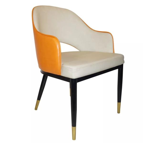 Modern Trendy Stackable Beige PU Dining Chair Anticorrosive