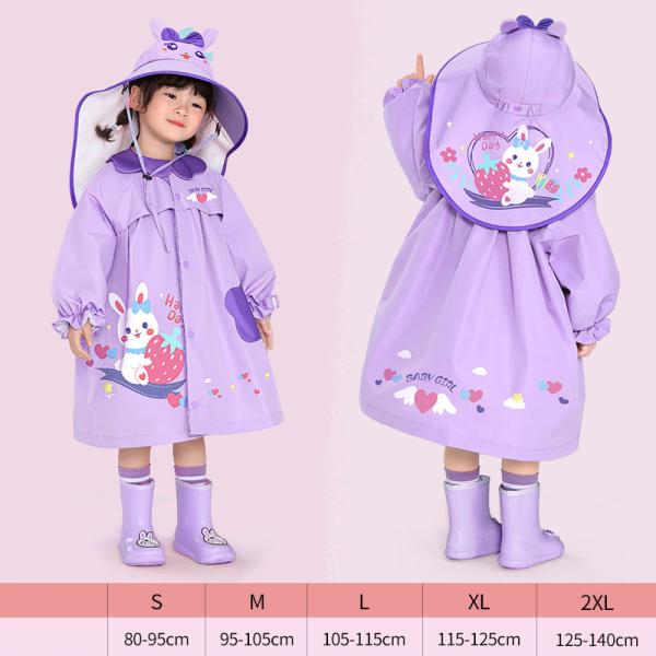 Children's Raincoat with Cute Cape-style Schoolbag Design at Treasure Kindergarten