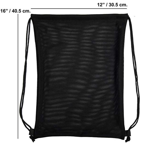 Black Nylon  Travel Shoes Mesh Drawstring Bags Waterproof Tear Resistant