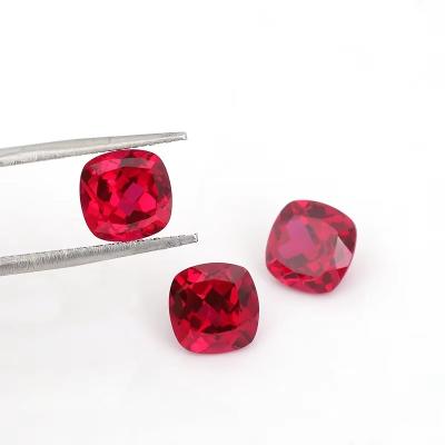 Certified Pigion Blood Cushion Faceted Cut Grown Loose Ruby Gemstone For Ring