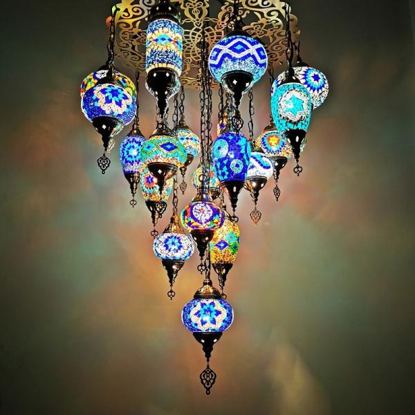Moroccan Turkish Style Retro Vintage Pendant Light E27 Base Mediterranean Large Chandelier(WH-DC-35)