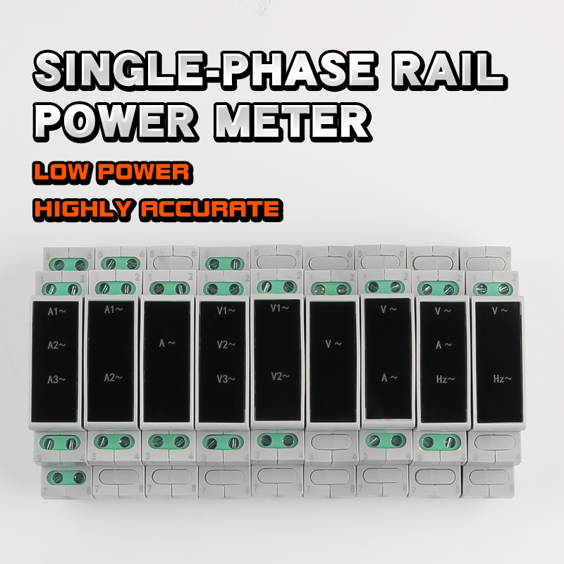 DIN Rail Mount Three Phase Mini Voltmeter AC 80-500V 0-100A Ammeter LED Digital Display IP65 Rated ABS Material Frequency Meter