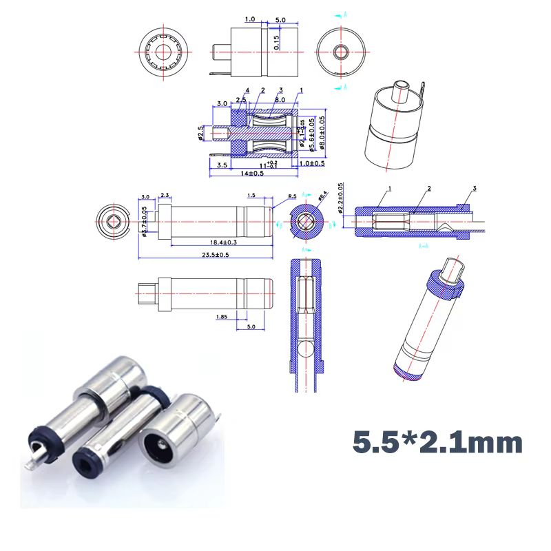 Enchufe de corriente continua y adaptador de conector para carga y conector