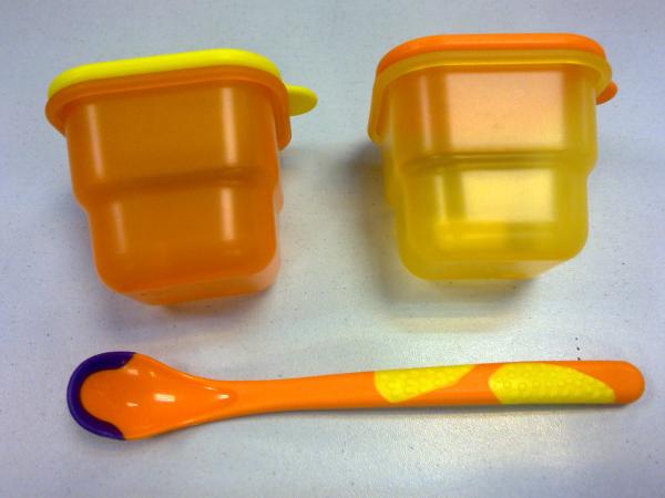 armazenamento plástico hermético livre do comida para bebê de 2pcs BPA com colher