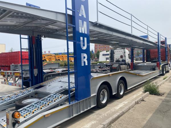 CIMC Factory Direct Stainless Steel 2/3 Axle  8-9 Land Road Car Trailer Semi Utility Flatbed Carrier Trailer