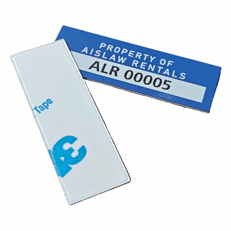 Custom Blue Background Aluminum Metal Number & Barcode Labels