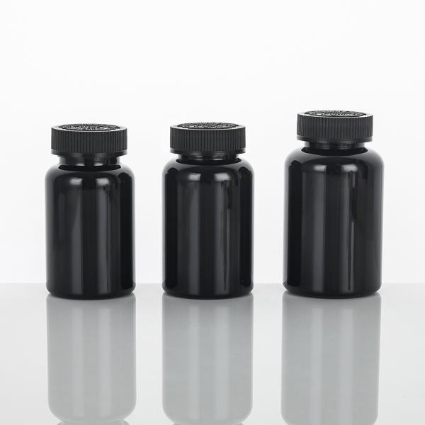 Highly Customized 4oz PET Capsule Bottle of Orange Black Plastic Nutrition Supplement with Purple Tamper Proof Packaging