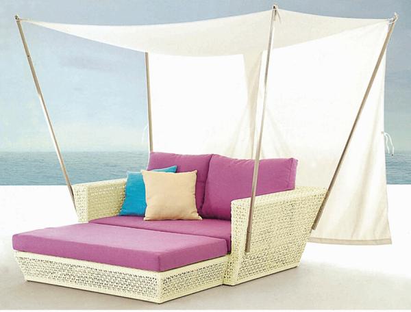 Patio wicker pool sunbed--3012