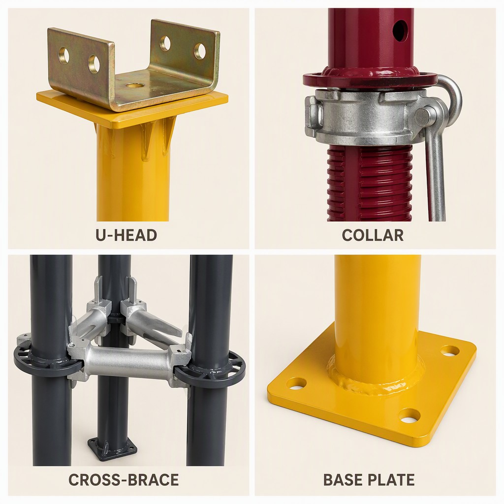 Hot Dip Galvanized Heavy Duty Adjustable U Head Prop For Bridge Tunnel Construction