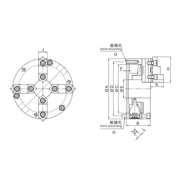 Parte dianteira universal e parte traseira do mandril do rolo da maxila de SKF 4 montadas