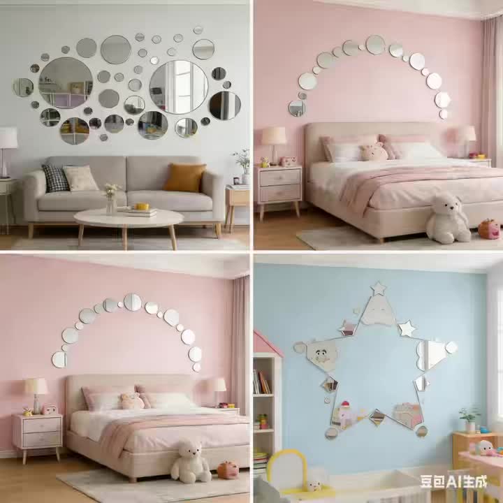 Self-Adhesive 3D DIY Mirror Circles with Cutting Service Peel & Stick Wall Art for Home & Gallery Decor