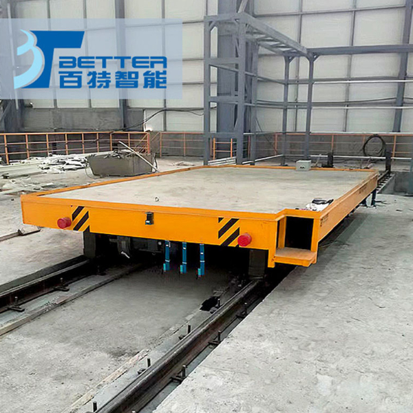 Heavy Duty Rail Transfer Cart Electric Powered 110 Ton Capacity for Transporting Large Vehicle Components in Assembly Lines