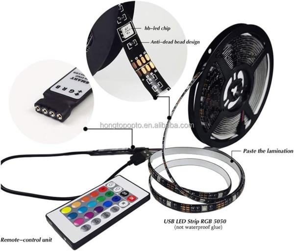 Smart LED Strip for Decoration 12V 5V USB Control Music Sync and RGB Color Temperature