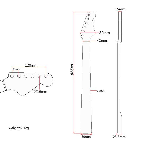 Электрическая гитара Шейка 21 Fret Для ST Гитарная технология Деревянная доска пальцев Вся правая рука Черная