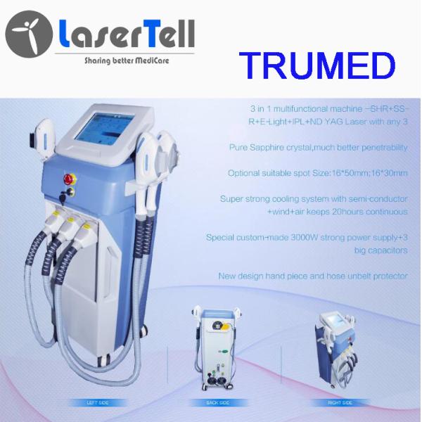 Multifunctional Nd Yag Laser Hair Depilation Machine IPL E Light High Efficiency