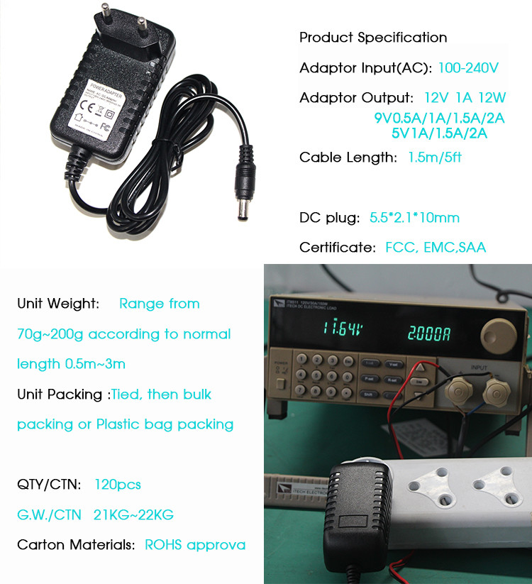 AC 24W К переходнику силы режима переключения переходника 12V 2A силы DC 12V