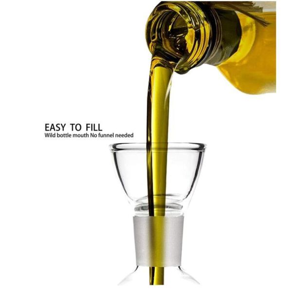 IKOO High Borosilicate Glass Oil Cruet and Decanter with 700ml Capacity and Non-drip Design for Kitchen
