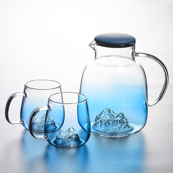 Juice Beverage 1800ml Hand Blown Glass Water Pitcher