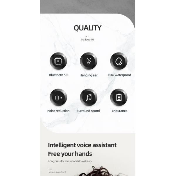 V5.2 Bluetooth Version Stereo Waterproof Gaming Sport Earphone with Digital Display In-Ear BT Headphones and Wireless Earbuds