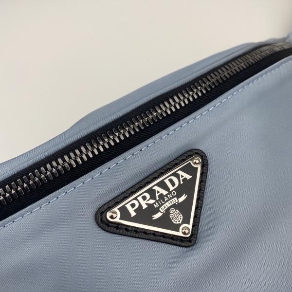 Triangle Logo Blue Dumpling 33cm Ladies Waist Bag With Zipper Open