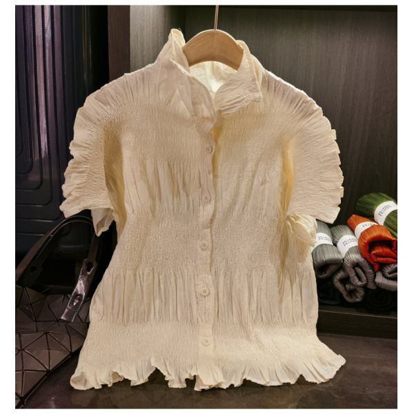 Women's Elegant Loose-Fitting Slimming Top Stand-Up Collar  Craftsmanship Breathable Sweat-Absorbent Heavy Blouses Shirts